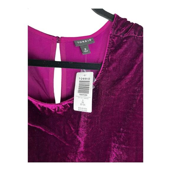 Crushed Velvet Wine Burgundy Short Puff Sleeve Dark Academia Goth Sz 3X NWT - Picture 8 of 13